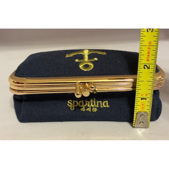 Spartina 449 Blue Gold Anchor Travel Bag Manicure Jewelry Kit Mirror Daufuskie - Picture 9 of 11